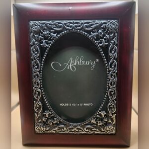 Ashbury Photo Reddish/Brown Wood & Metal Insert Frame Jewelry Box 3.5"x5" Photo